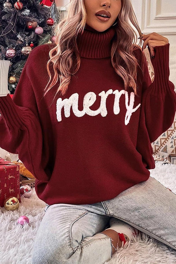 Women's Christmas High-neck Loose Sweater